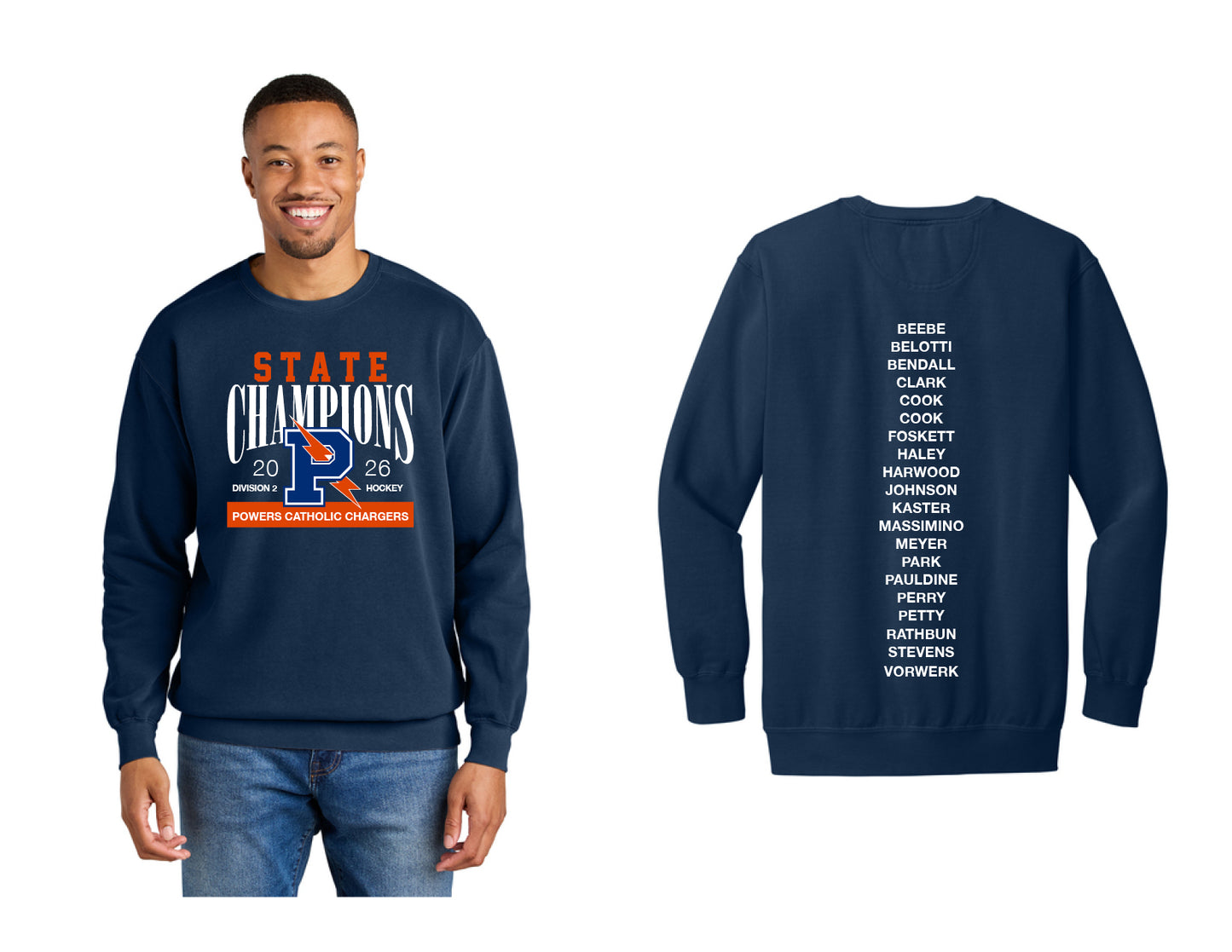 Flint Powers 2026 State Champions Crew Neck Sweatshirt (Style A)