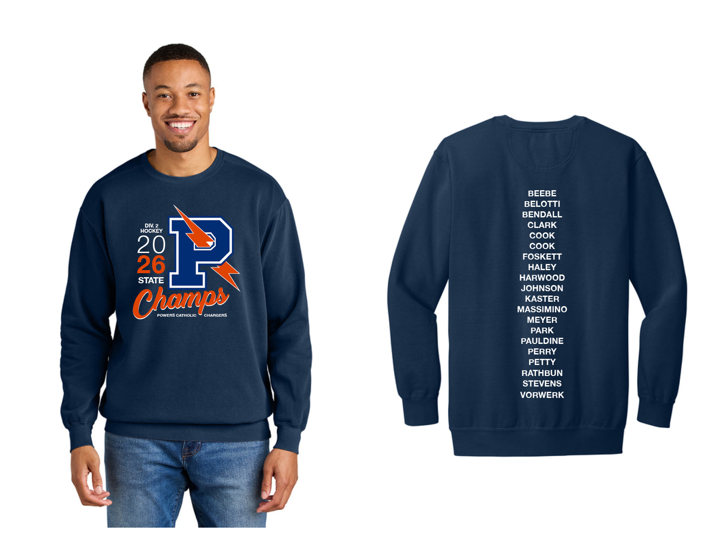 Flint Powers 2026 State Champions Crew Neck Sweatshirt (Style B)