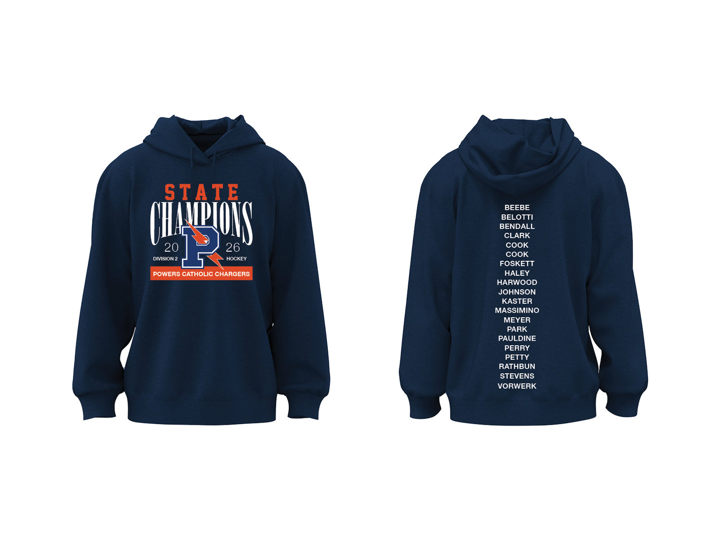 Flint Powers 2026 State Champions Hooded Sweatshirt (Style A)