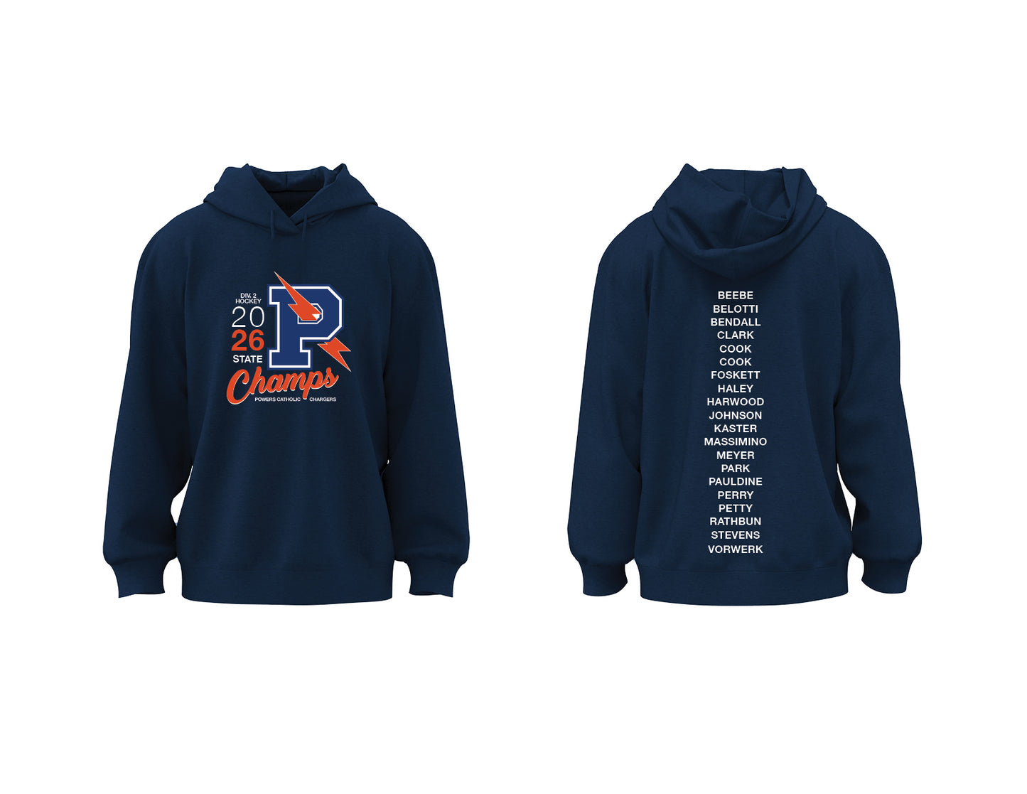 Flint Powers 2026 State Champions Hooded Sweatshirt (Style B)
