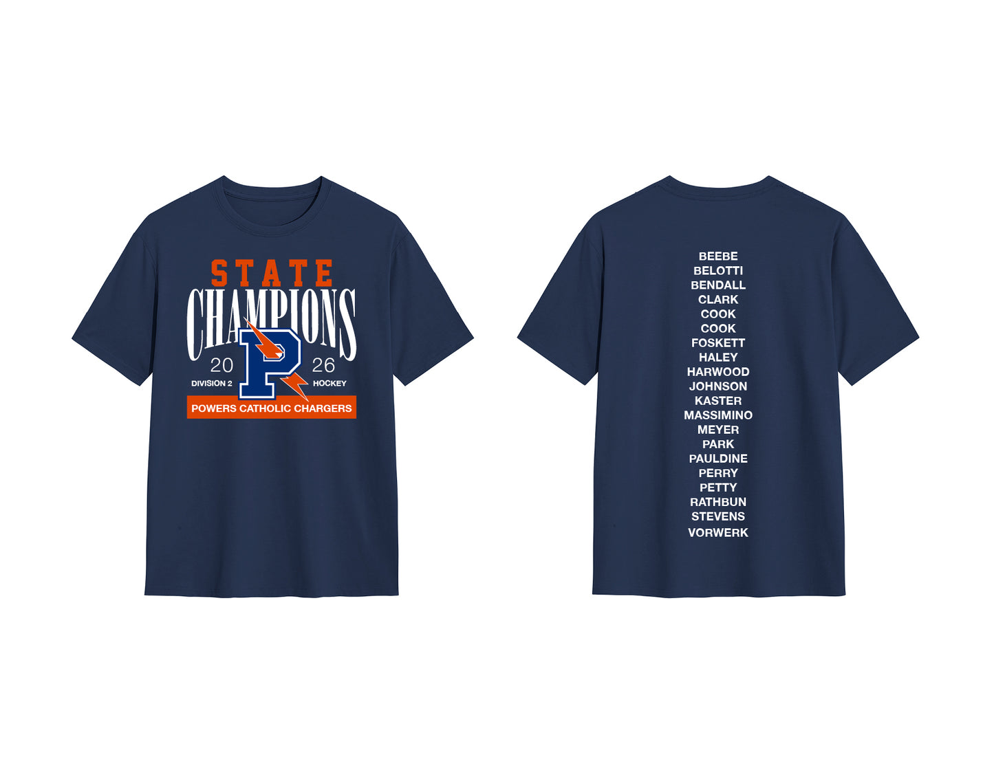 Flint Powers 2026 State Champions Tee Shirt (Style A)