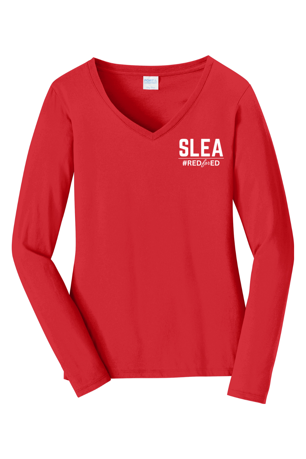 Port & Company Ladies Long Sleeve Fan Favorite V-Neck Tee - Our Schools